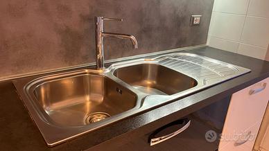 lavello doppia vasca acciaio inox 116× 50 cm