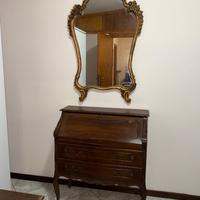 Mobile secrétaire con specchiera classica in legno