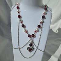 collana artigianale Cuore rosso bordeaux 