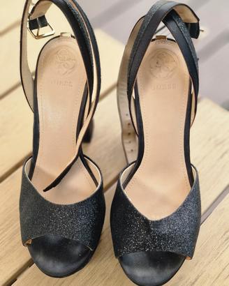 Sandali con tacco GUESS n. 37 - Neri brillantinati