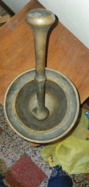 Mortaio antico bronzo firma Gaveglia A. n.8 Torino