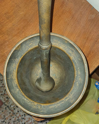 Mortaio antico bronzo firma Gaveglia A. n.8 Torino