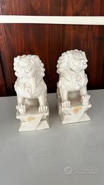 2 Statuette leoni custodi cinesi marmo