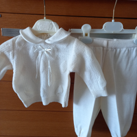 Completo vestito battesimo nuovo in lana
