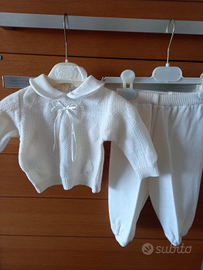 Completo vestito battesimo nuovo in lana