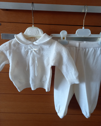 Completo vestito battesimo nuovo in lana