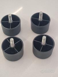 Set 4 piedini per mobili Ø ~55 mm con perno