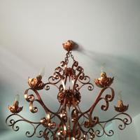 LAMPADARIO RAME, MARTELLATO A MANO, SEI LUCI,UNICO