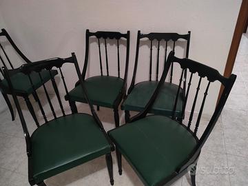 SEDIE ANTICHE  in legno e pelle