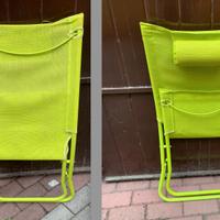 Sedia pieghevole con cuscino verde e/o azzurra