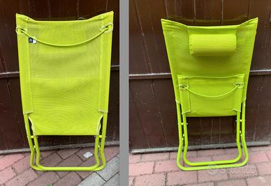 Sedia pieghevole con cuscino verde e/o azzurra