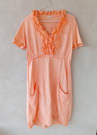 Abito lungo donna lino, tg L, boho chic made in It