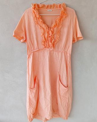 Abito lungo donna lino, tg L, boho chic made in It
