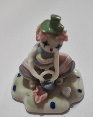 Clown musicale statuetta in porcellana vintage