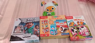 giochi in scatola Clementoni e Fisher price