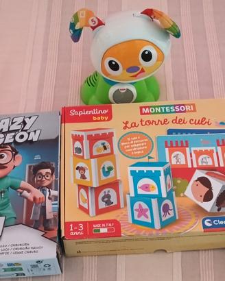 giochi in scatola Clementoni e Fisher price