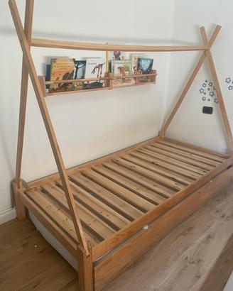 Letto a capanna in legno Sklum
