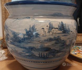 Vaso in Ceramica Deruta, Paesaggio Dipinto a Mano