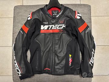 Giacca Mtech Ring V2 Leather Nero/Bianco/Rosso 52