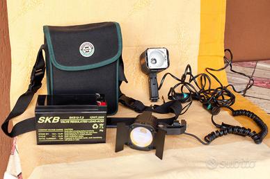 2 fari a batteria 12v per videocamera