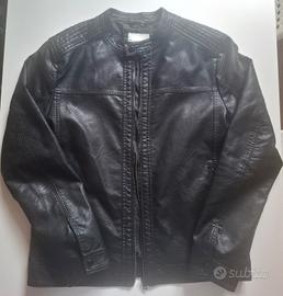 giacca biker Jack & jones uomo nera simil pelle