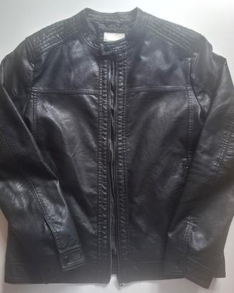 giacca biker Jack & jones uomo nera simil pelle