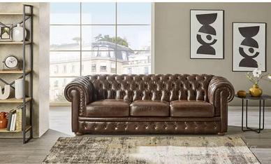 Divano in pelle Chesterfield 3 posti
