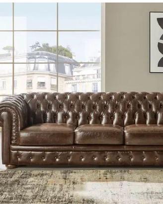 Divano in pelle Chesterfield 3 posti