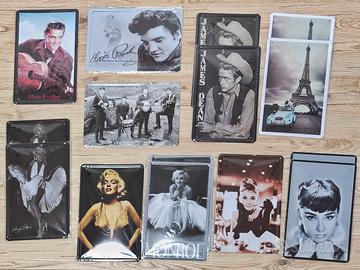 Lotto 15 quadri in latta vintage  musica , cinema 