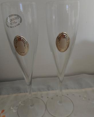 2 calici con placca in argento 