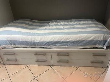 Letto singolo zalf con 4 cassetti e ruote