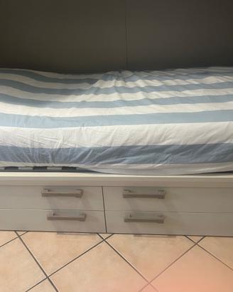 Letto singolo zalf con 4 cassetti e ruote