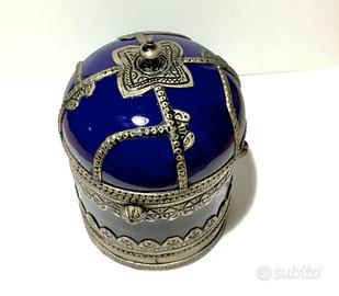 Vaso con argento zaffiro vetro scrigno India TIBET