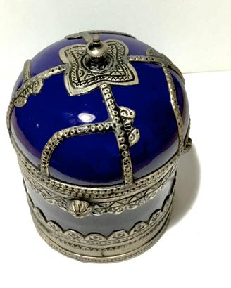 Vaso con argento zaffiro vetro scrigno India TIBET