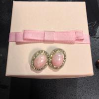Orecchini con clip vintage in quarzo rosa