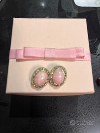 Orecchini con clip vintage in quarzo rosa