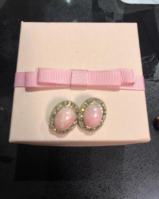 Orecchini con clip vintage in quarzo rosa