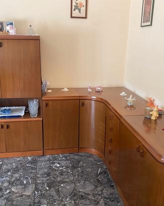 legno – mobile, tavolo rotondo allungabile e 4 sed