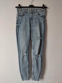 Jeans slim fit skinny a vita bassa Zara blu