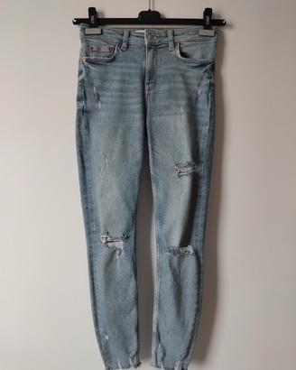 Jeans slim fit skinny a vita bassa Zara blu