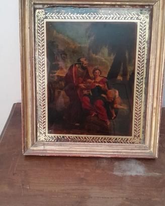 Quadro fine ‘800 su vetro Giuseppe e Maria