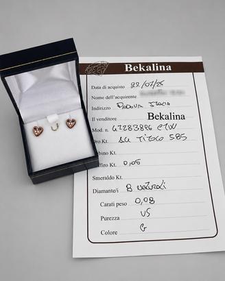 Orecchini oro rosa 14k con diamanti naturali