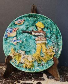 Solimene vietri Piatto in ceramica Scena di caccia