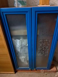 -pensile in vetro / legno e blu