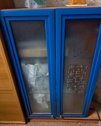 -pensile in vetro / legno e blu