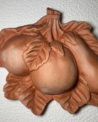 Coppia decorazioni terracotta Natura morta