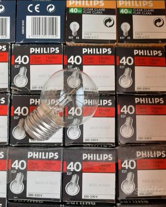 20 lampadine sfera chiara E27 40 watt Philips
