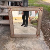 Specchio vintage 70x70 Cornice in Metallo Decorata