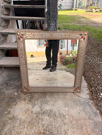 Specchio vintage 70x70 Cornice in Metallo Decorata