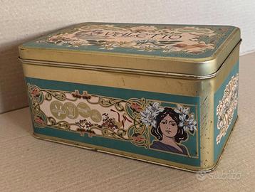 Scatola in latta vintage Amaretti Morbidi Vialetto
